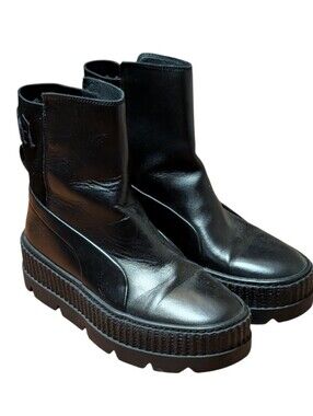 Fenty x Puma Chelsea Sneaker Boot Triple Black Platform Creeper Rihanna Size 8